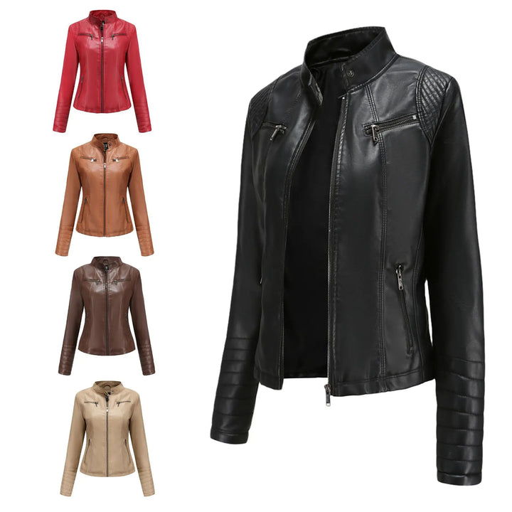 Stylish Faux Leather Biker Jacket