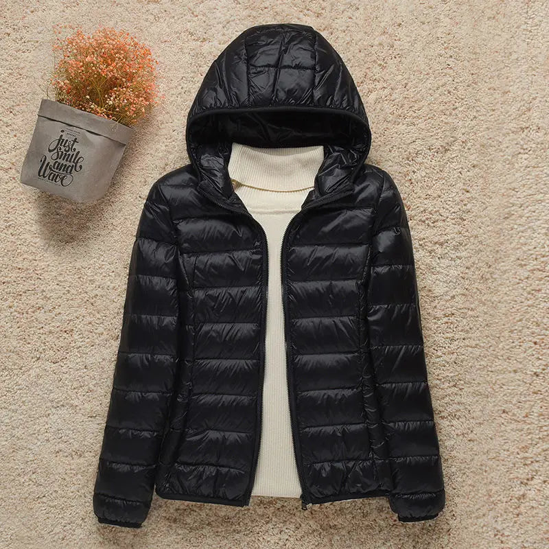 Lightweight Down Hooded Slim Jacket
