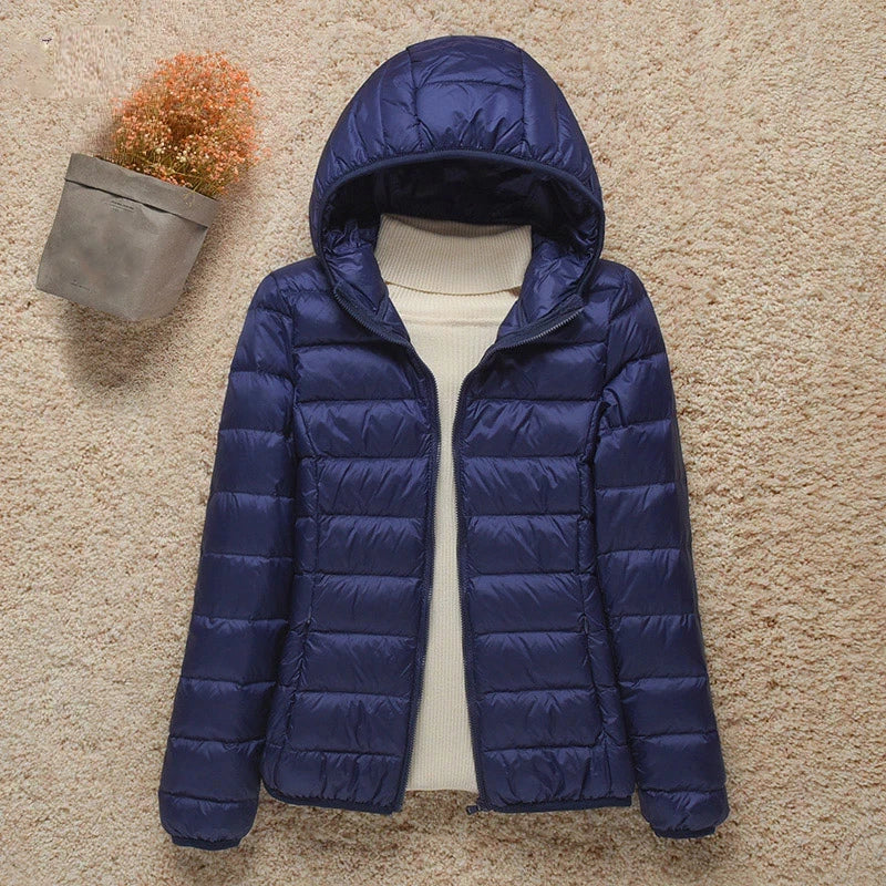 Lightweight Down Hooded Slim Jacket