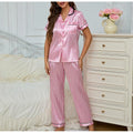 Women’s Pink Striped 2-Piece Pajama Set with Shirt and Trousers