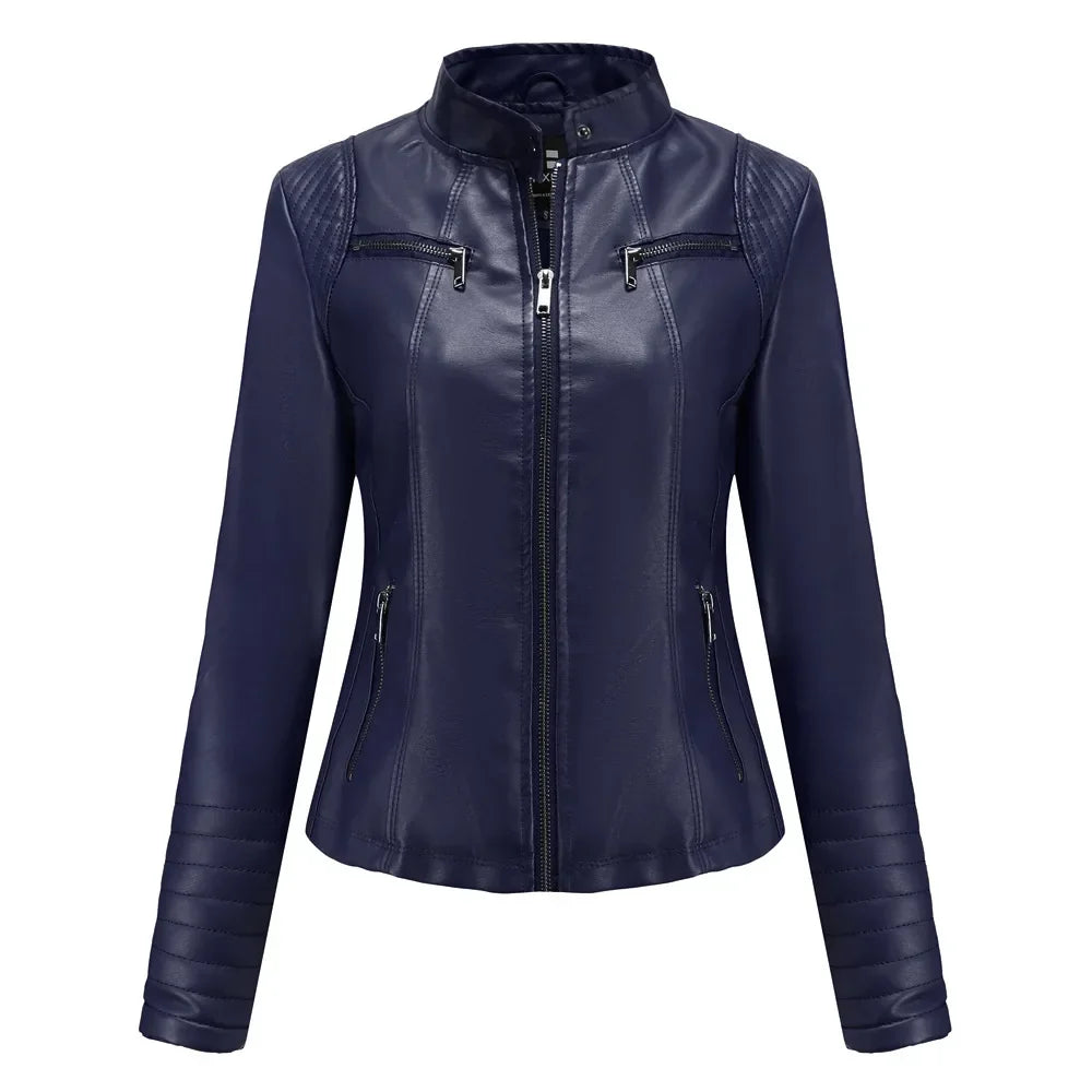 Stylish Faux Leather Biker Jacket