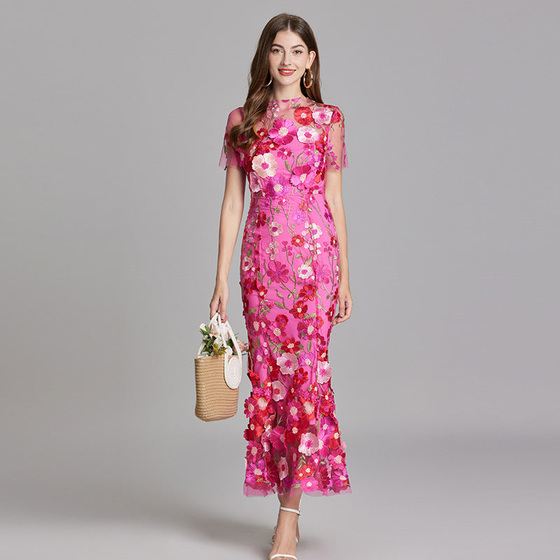 Floral Appliqué Mermaid Evening Gown Women's Occasion Dress