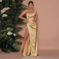 Women's Cowl Neck Satin Maxi Dress