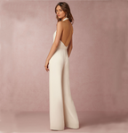 Women’s Wide-Leg Jumpsuit – Short Sleeve V-Neck