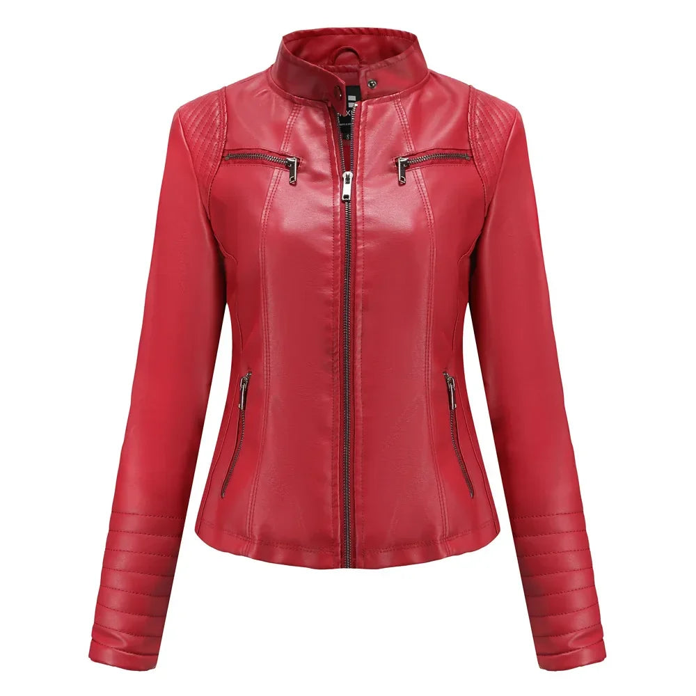 Stylish Faux Leather Biker Jacket