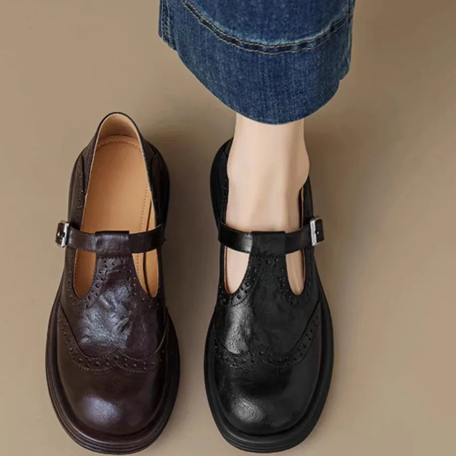 Heeled Lace Up T Strap Shoes
