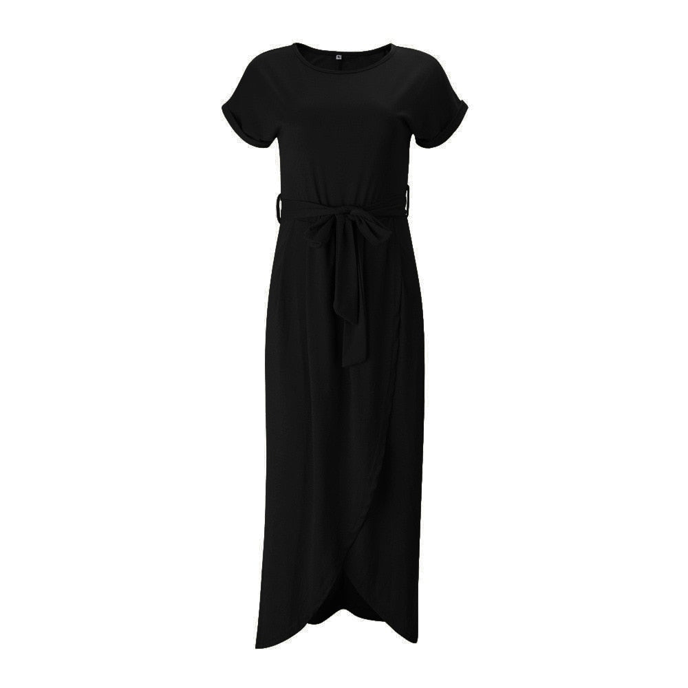 Women's Maxi Dress with Side Split - Formal High-Slit Dress