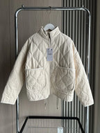 Cropped Quilted Jacket With Belt