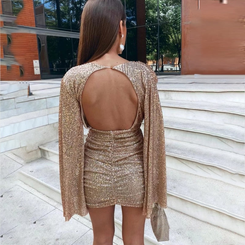 Women's Sparkling Glitter Mini Party Dress