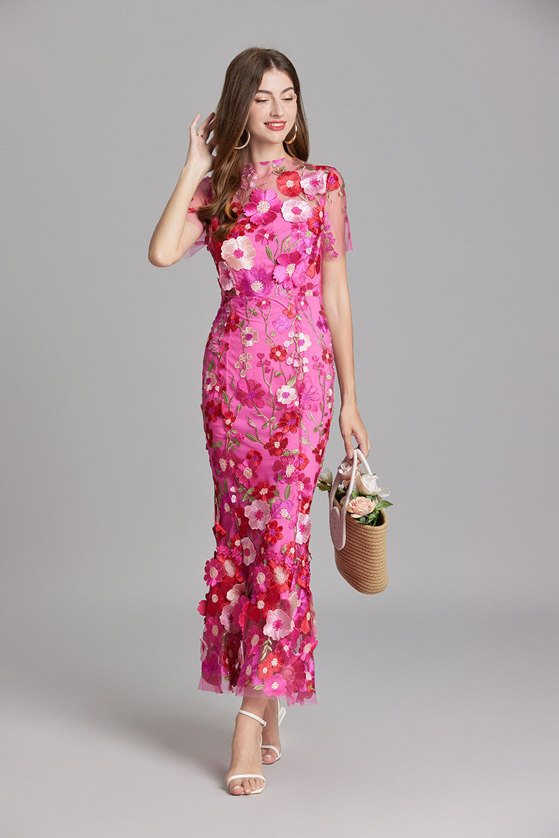 Floral Appliqué Mermaid Evening Gown Women's Occasion Dress