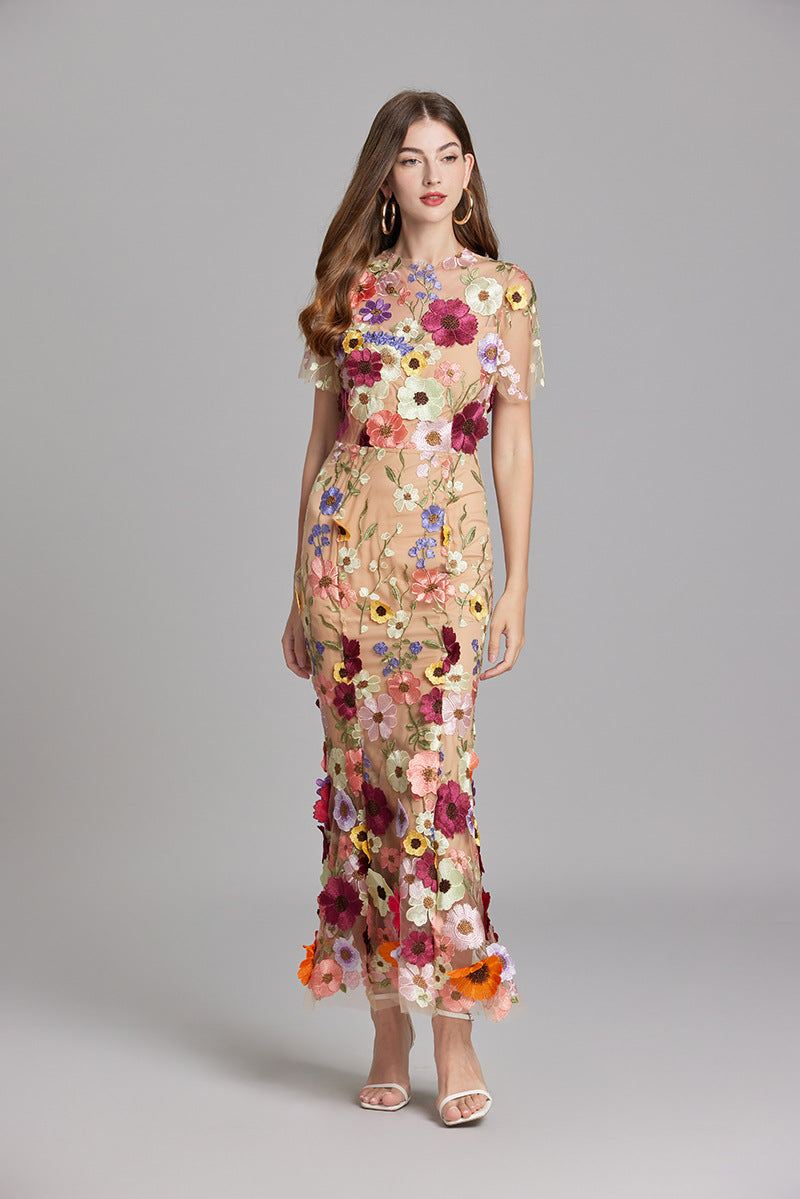 Floral Appliqué Mermaid Evening Gown Women's Occasion Dress
