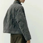 Cropped Quilted Jacket With Belt