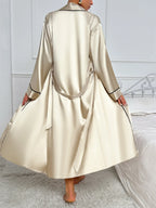 Women’s 2-Piece Pajama Set with Long Sleeve Robe and Slip Dress