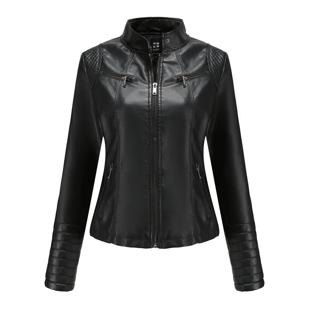 Stylish Faux Leather Biker Jacket
