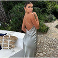 Sleeveless Elegant Maxi Dress with Open Back Design