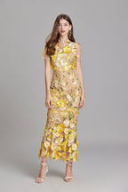 Floral Appliqué Mermaid Evening Gown Women's Occasion Dress