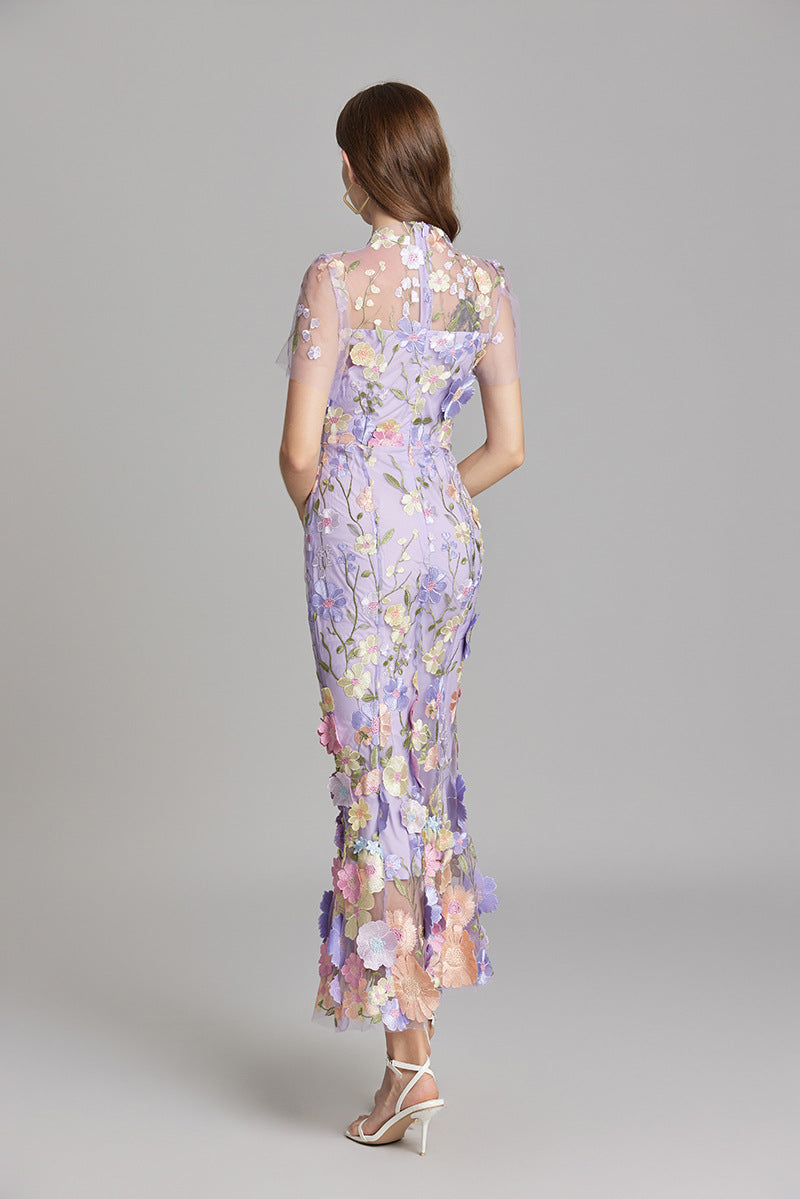 Floral Appliqué Mermaid Evening Gown Women's Occasion Dress