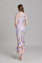 Floral Appliqué Mermaid Evening Gown Women's Occasion Dress