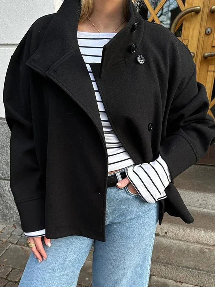 Cropped Stand Collar Women's Jacket