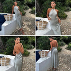 Sleeveless Elegant Maxi Dress with Open Back Design