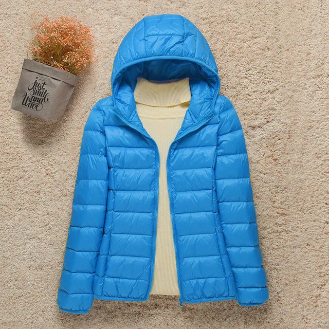 Lightweight Down Hooded Slim Jacket
