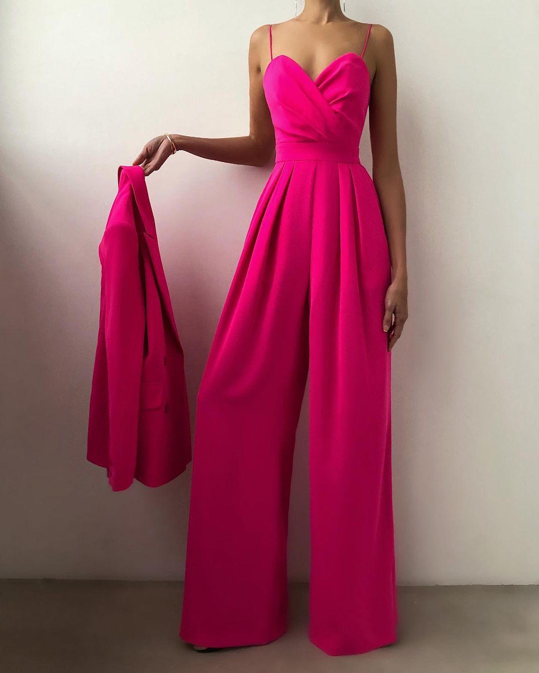 Women’s Spaghetti Strap Wide-Leg Jumpsuit with Wrap-Style Bodice
