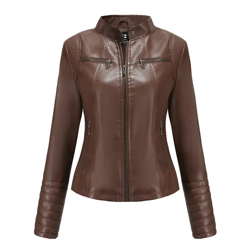 Stylish Faux Leather Biker Jacket
