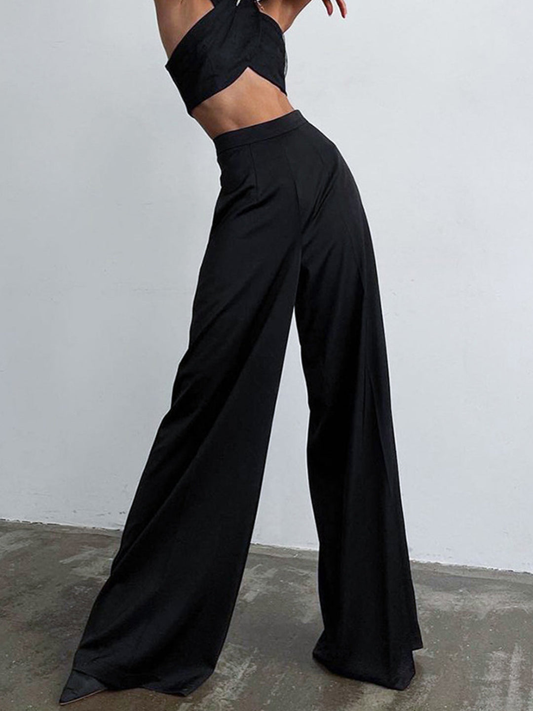 Satin Wide Leg Pants Non Stretch