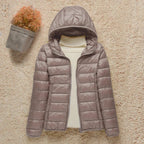 Lightweight Down Hooded Slim Jacket