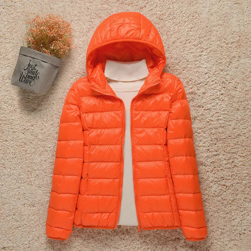 Lightweight Down Hooded Slim Jacket
