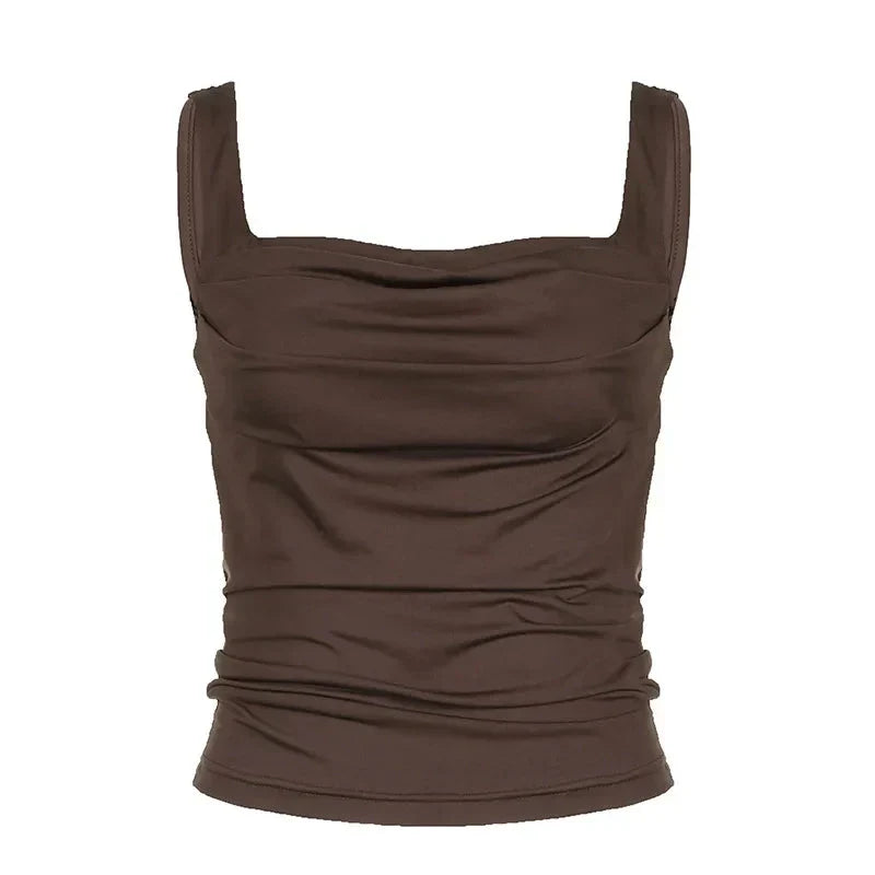 Women's Brown Ruched Front Top