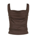 Women's Brown Ruched Front Top
