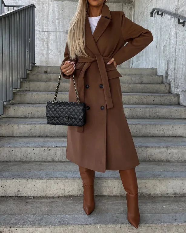 Long Belted Lined Trench Coat