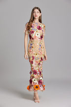 Floral Appliqué Mermaid Evening Gown Women's Occasion Dress