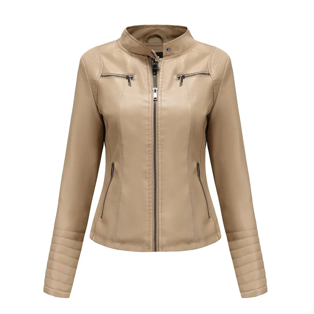Stylish Faux Leather Biker Jacket