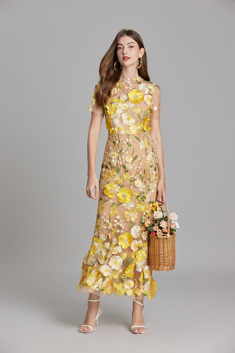Floral Appliqué Mermaid Evening Gown Women's Occasion Dress