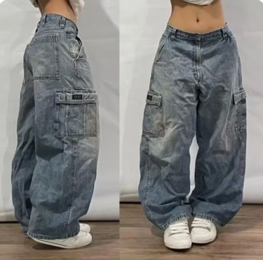 Unisex Baggy Cargo Jeans with Retro Wide-Leg Fit