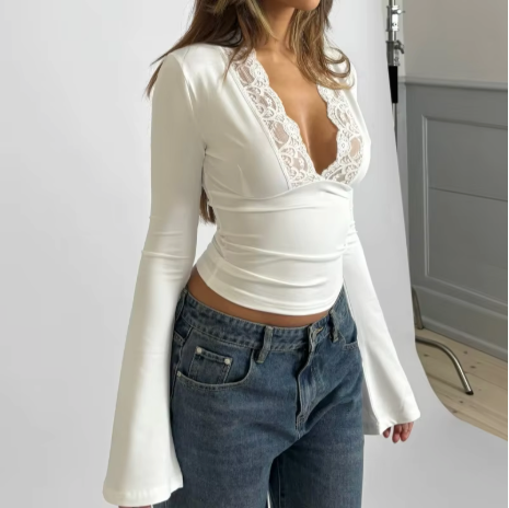 Women's Sleeve Eyelet Lace Top