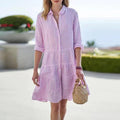 Women's Horizontal Striped Cotton T-Shirt Dress