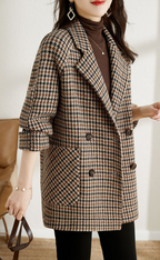 Vintage Checked Oversized Double-Breasted Coat