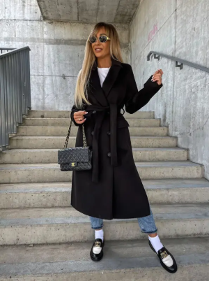Long Belted Lined Trench Coat