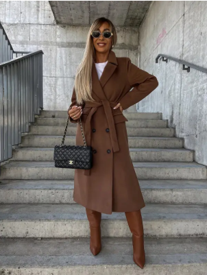 Long Belted Lined Trench Coat