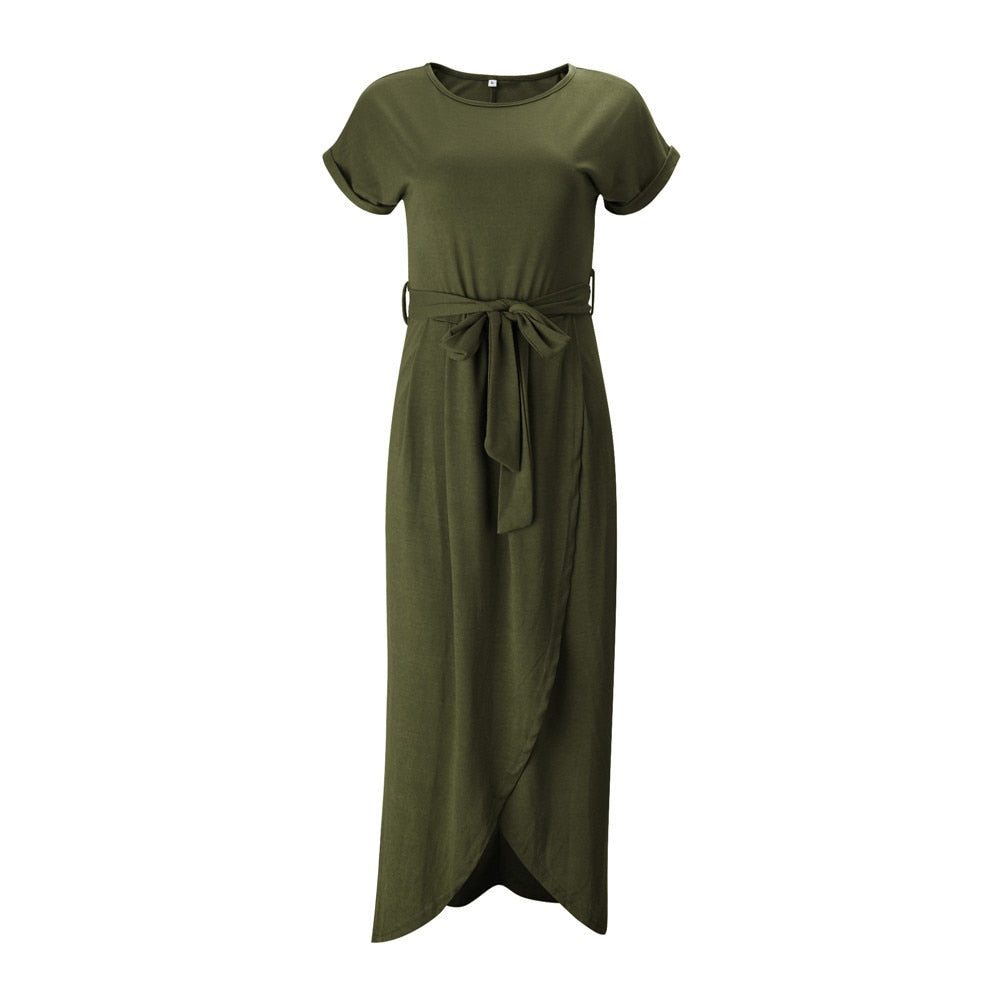 Women's Maxi Dress with Side Split - Formal High-Slit Dress