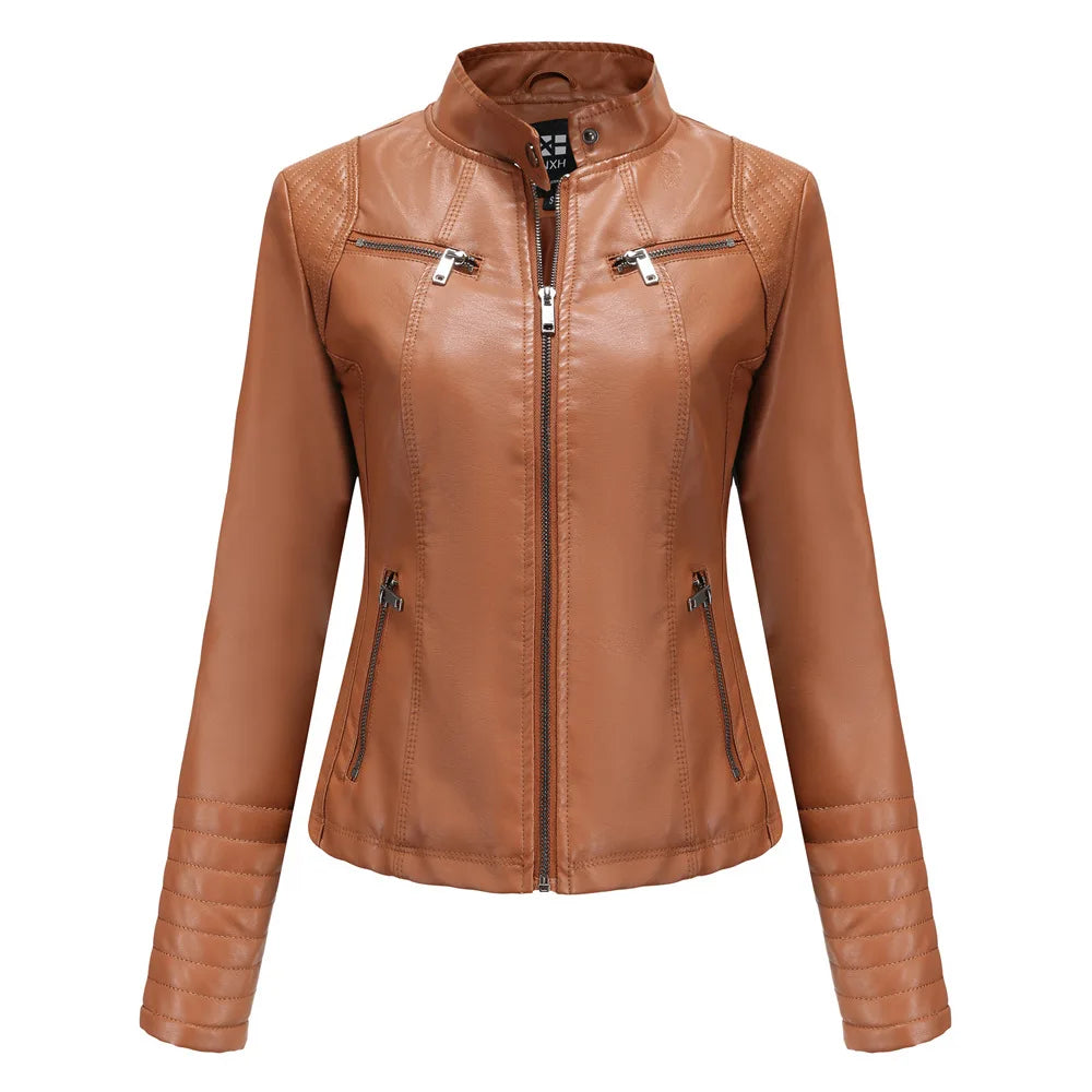 Stylish Faux Leather Biker Jacket