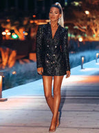 Women's Blazer Dress - Shiny Mini Dress