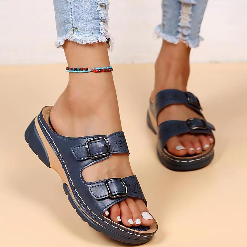 Women's Genuine Leather Flat Strappy Sandals