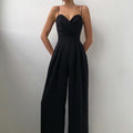 Women’s Spaghetti Strap Wide-Leg Jumpsuit with Wrap-Style Bodice