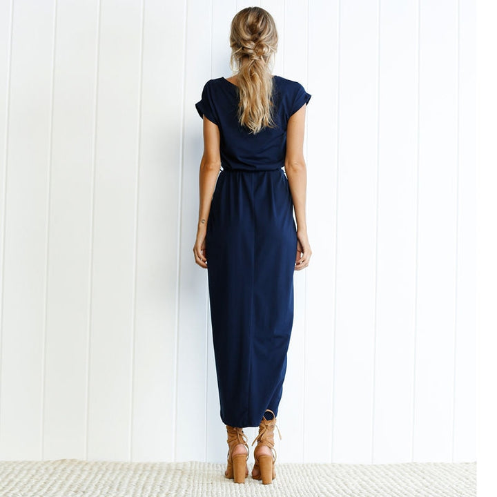 Women's Maxi Dress with Side Split - Formal High-Slit Dress