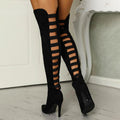 Over-The-Knee High Heel Boots Women’s Cutout Footwear