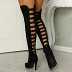 Over-The-Knee High Heel Boots Women’s Cutout Footwear